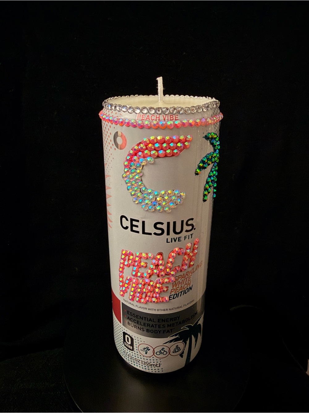 Energy Drink CANdle - Decorative Candle w Rhinestone Accents